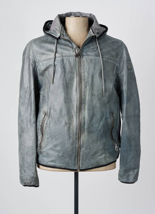 Veste en cuir gris MILESTONE pour homme