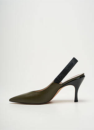 Escarpins tissage satiné talon de 7 à 9cm vert HUGO BOSS femme