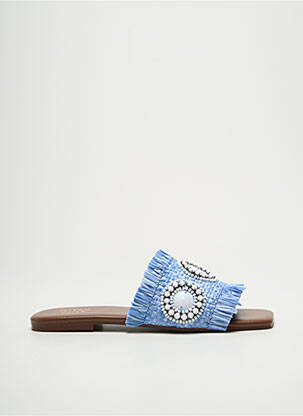 Mules/sabots tissage satiné talon plat jusqu'à 3cm bleu GIPSY ROSE femme
