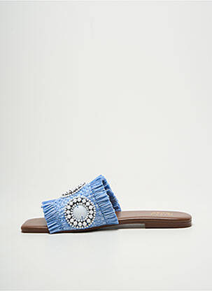 Mules/sabots tissage satiné talon plat jusqu'à 3cm bleu GIPSY ROSE femme