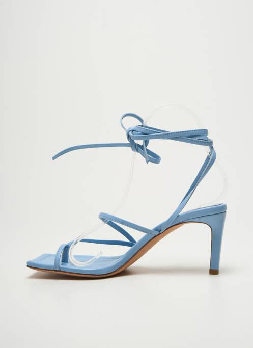 Tongs semelle extérieure cuir talon de 4 à 6cm bleu HUGO BOSS femme