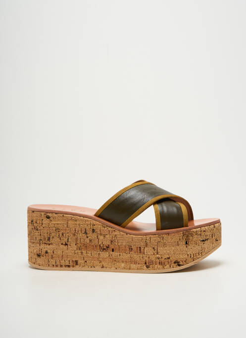 Mules/sabots talon compensé talon de 7 à 9cm vert SIYU femme
