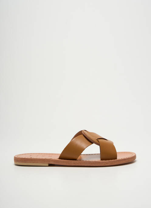 Mules/sabots matière lisse talon plat jusqu'à 3cm marron SIYU femme
