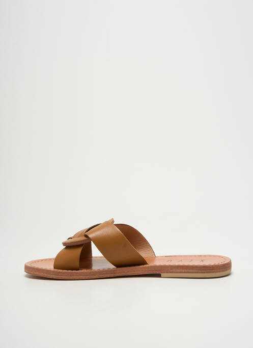 Mules/sabots matière lisse talon plat jusqu'à 3cm marron SIYU femme