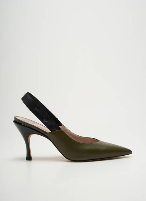 Escarpins tissage satiné talon de 7 à 9cm vert HUGO BOSS femme