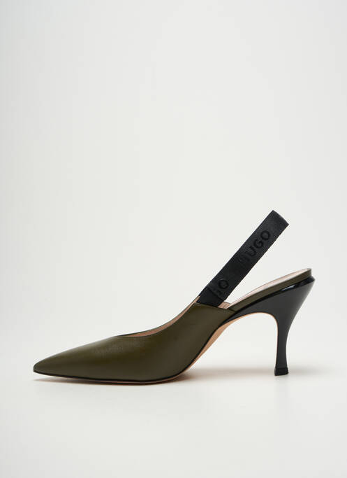 Escarpins tissage satiné talon de 7 à 9cm vert HUGO BOSS femme