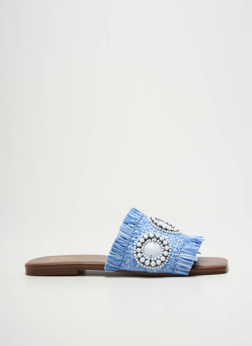 Mules/sabots tissage satiné talon plat jusqu'à 3cm bleu GIPSY ROSE femme