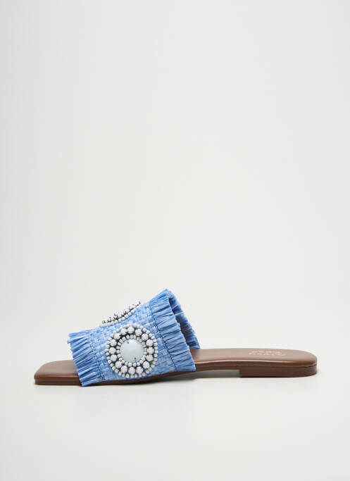 Mules/sabots tissage satiné talon plat jusqu'à 3cm bleu GIPSY ROSE femme
