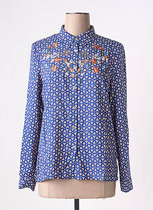 Chemisier imprimé fantaisie manches longues bleu ARELINE femme
