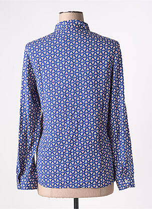 Chemisier imprimé fantaisie manches longues bleu ARELINE femme