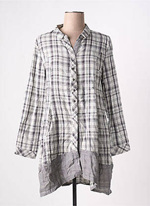 Chemisier coupe droite manches longues gris ARELINE femme