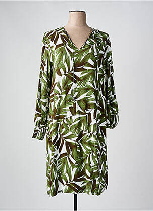 Robe mi-longue coupe fluide manches longues vert HUGO BOSS femme
