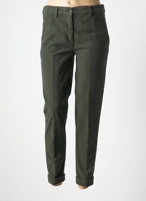 Pantalon chino fermeture zippée sous rabat boutonné taille normale vert ASPESI femme