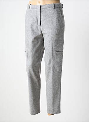 Pantalon droit fermeture zippée sous rabat avec crochet taille normale gris FABIANA FILIPPI femme