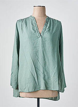 Chemisier tissage popeline manches longues vert MASON'S femme