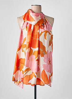 Blouse imprimé fleurs sans manche orange HUGO BOSS femme