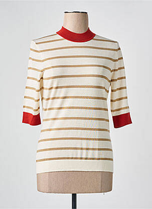Pull coupe cintrée manches courtes beige HUGO BOSS femme