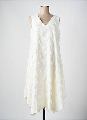 Robe longue tissage crêpe sans manche beige FABIANA FILIPPI femme