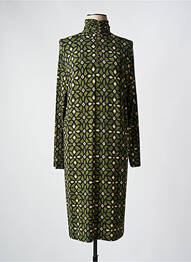 Robe mi-longue imprimé fantaisie manches longues vert SIYU femme