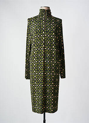 Robe mi-longue imprimé fantaisie manches longues vert SIYU femme