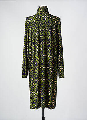 Robe mi-longue imprimé fantaisie manches longues vert SIYU femme