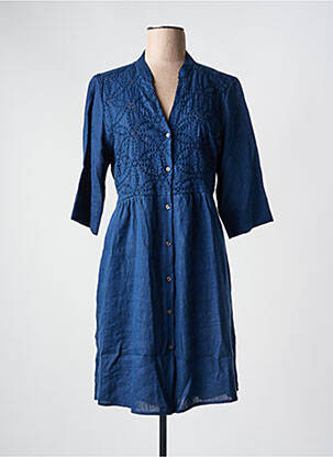 Robe mi-longue manches 3/4 manches 3/4 bleu WHYCI MILANO femme