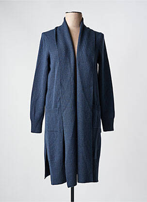 Gilet manches longues col châle bleu GRAN SASSO femme