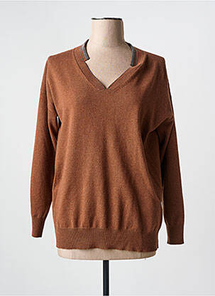 Pull col v manches longues marron FABIANA FILIPPI femme