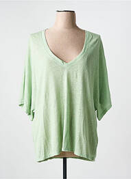 T-shirt col v manches courtes vert HUGO BOSS femme