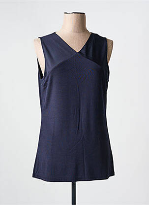 Débardeur tissage côtelé sans manche bleu HUGO BOSS femme