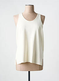 Pull coupe cintrée sans manche beige HUGO BOSS femme