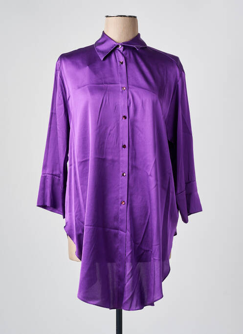 Tunique manches longues col chemisier violet HER SHIRT femme