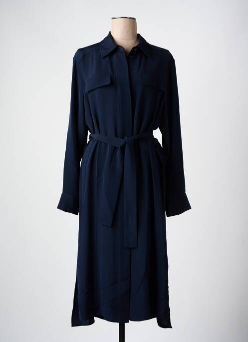 Robe longue tissage crêpe manches longues bleu HUGO BOSS femme
