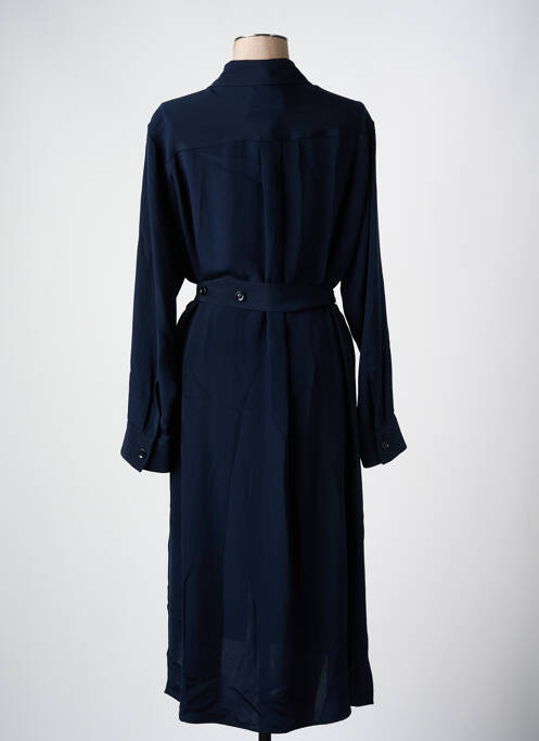 Robe longue tissage crêpe manches longues bleu HUGO BOSS femme