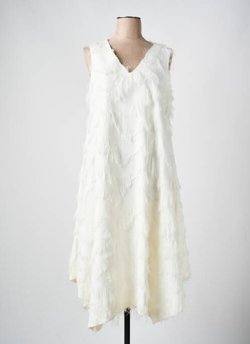 Robe longue tissage crêpe sans manche beige FABIANA FILIPPI femme