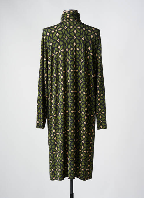 Robe mi-longue imprimé fantaisie manches longues vert SIYU femme