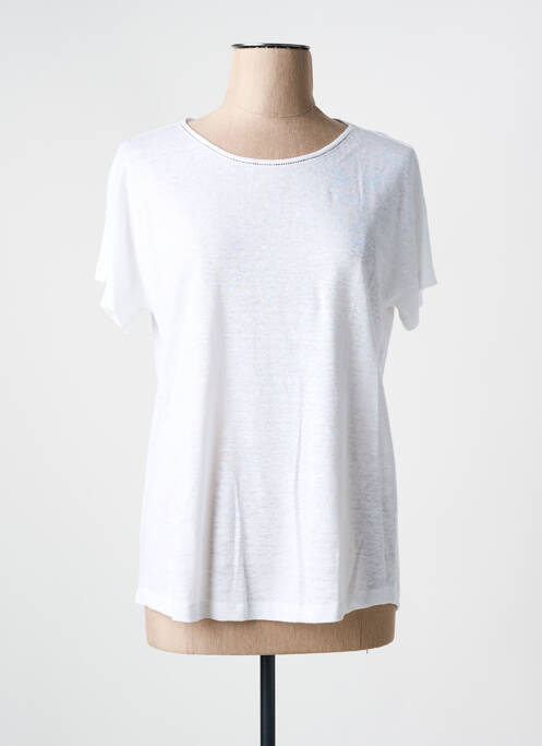 T-shirt sérigraphie avec strass manches courtes blanc GRAN SASSO femme