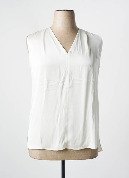 Blouse col v sans manche beige HUGO BOSS femme