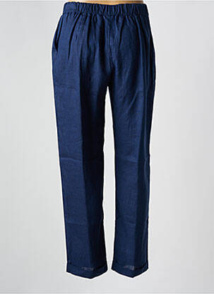 Pantalon droit tissage crêpe taille normale bleu WHYCI MILANO femme
