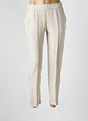 Pantalon droit tissage crêpe taille normale beige WHYCI MILANO femme
