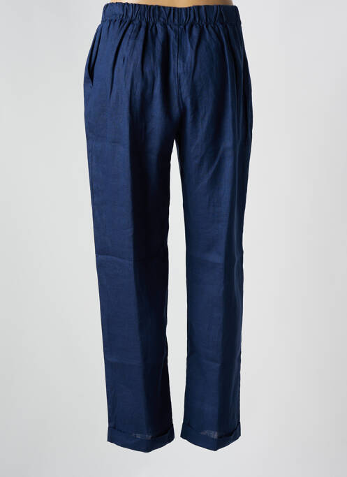 Pantalon droit tissage crêpe taille normale bleu WHYCI MILANO femme