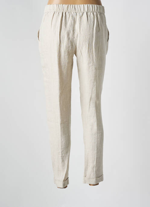 Pantalon droit tissage crêpe taille normale beige WHYCI MILANO femme