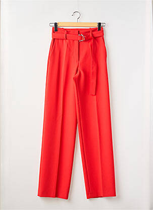 Pantalon droit taille à pinces taille haute rouge HUGO BOSS femme