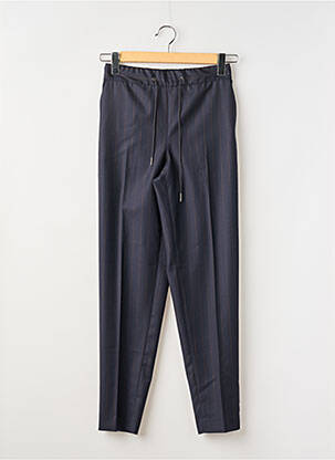Pantalon droit tissage crêpe taille haute bleu FABIANA FILIPPI femme