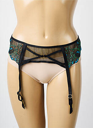Guêpière/porte-jarretelle broderie noir FREYA femme