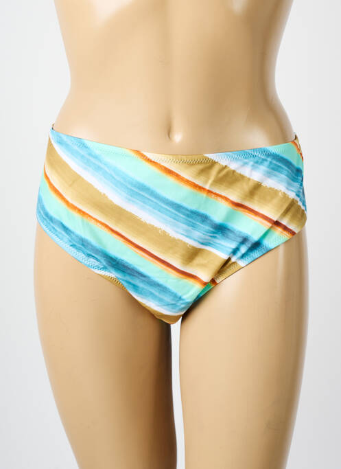 Bas de maillot de bain imprimé rayures culotte bleu FREYA femme