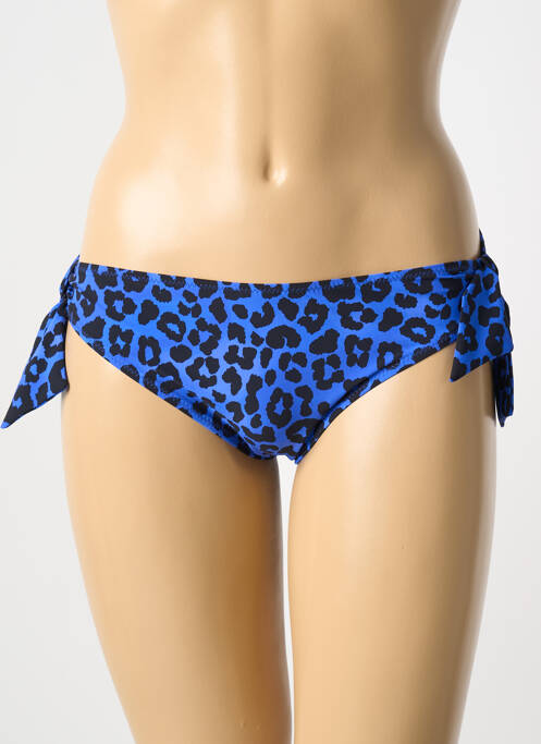 Bas de maillot de bain tissage satiné bikini bleu ROSA FAIA femme