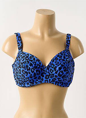 Haut de maillot de bain stretch haut soutien-gorge emboitant bleu ROSA FAIA femme