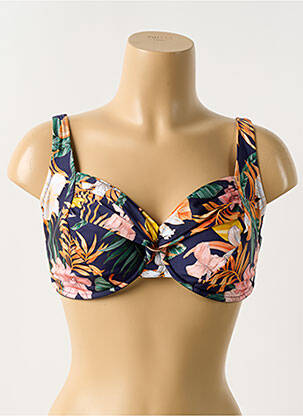 Haut de maillot de bain stretch haut soutien-gorge emboitant bleu ROSA FAIA femme