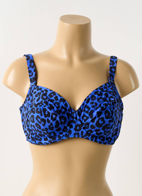 Haut de maillot de bain stretch haut soutien-gorge emboitant bleu ROSA FAIA femme